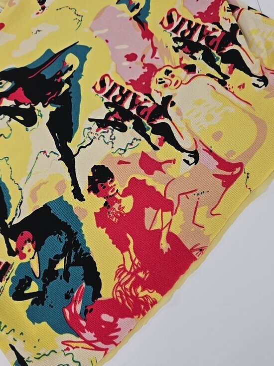 VINTAGE Joseph A. Colorful Paris Dance Print CROP TOP SZ MED Multicolor Abstract - Picture 6 of 16